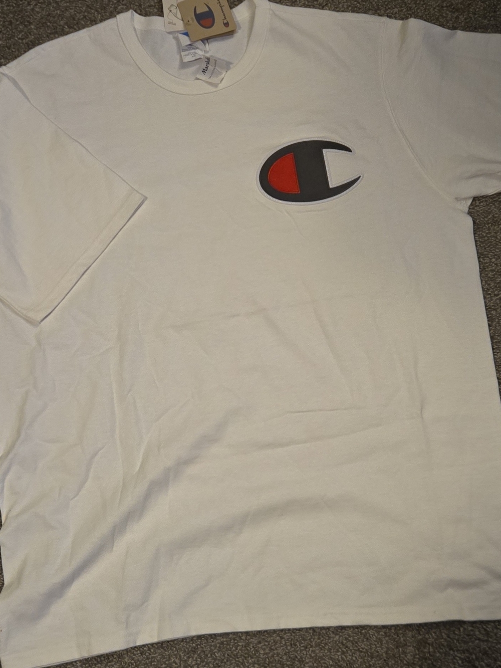 NWT Champion 2015 Heritage White Tee with Black and Red C Logo